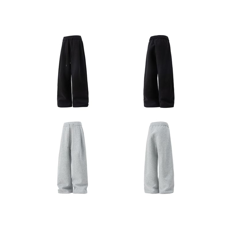 Wassup Trendy Brand Heavyweight Gray Sweatpants for Men 2025 New Spring and Autumn Loose Straight-Leg Elastic Waist Casual Knife-Cut Pants