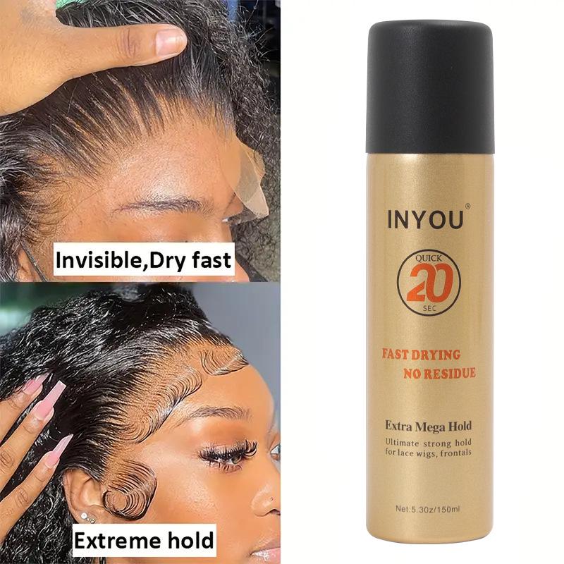 INYOU Lace Spray: Quick-Drying Glue for Easy Wig Edge Attachment.