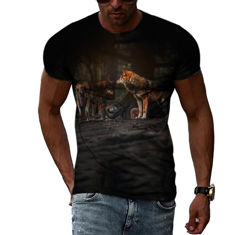 Casual Men's Animal Print T-shirt Hip-hop Elements Street Trend Round Neck Dress Personality Fashion New Summer Short Sleeve Top