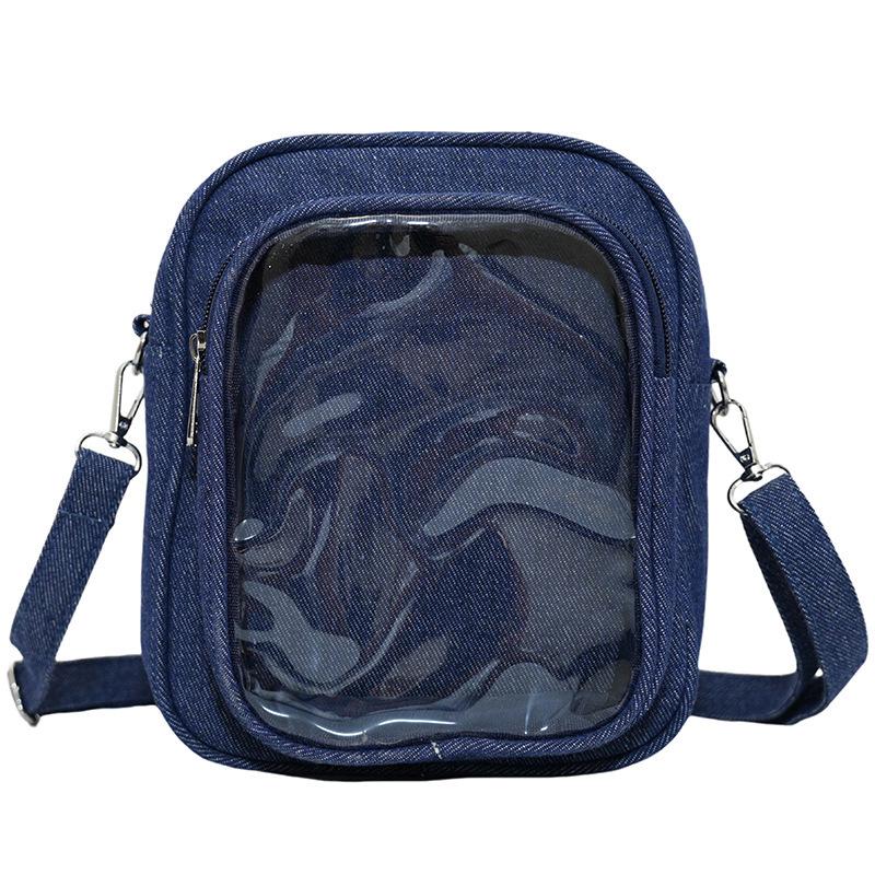 New Denim Ulzzang Ita Bags Female Transparent Badge Doll Show Crossbody Shoulder Bag Individuality Designer 2 Sides Bolso Mujer