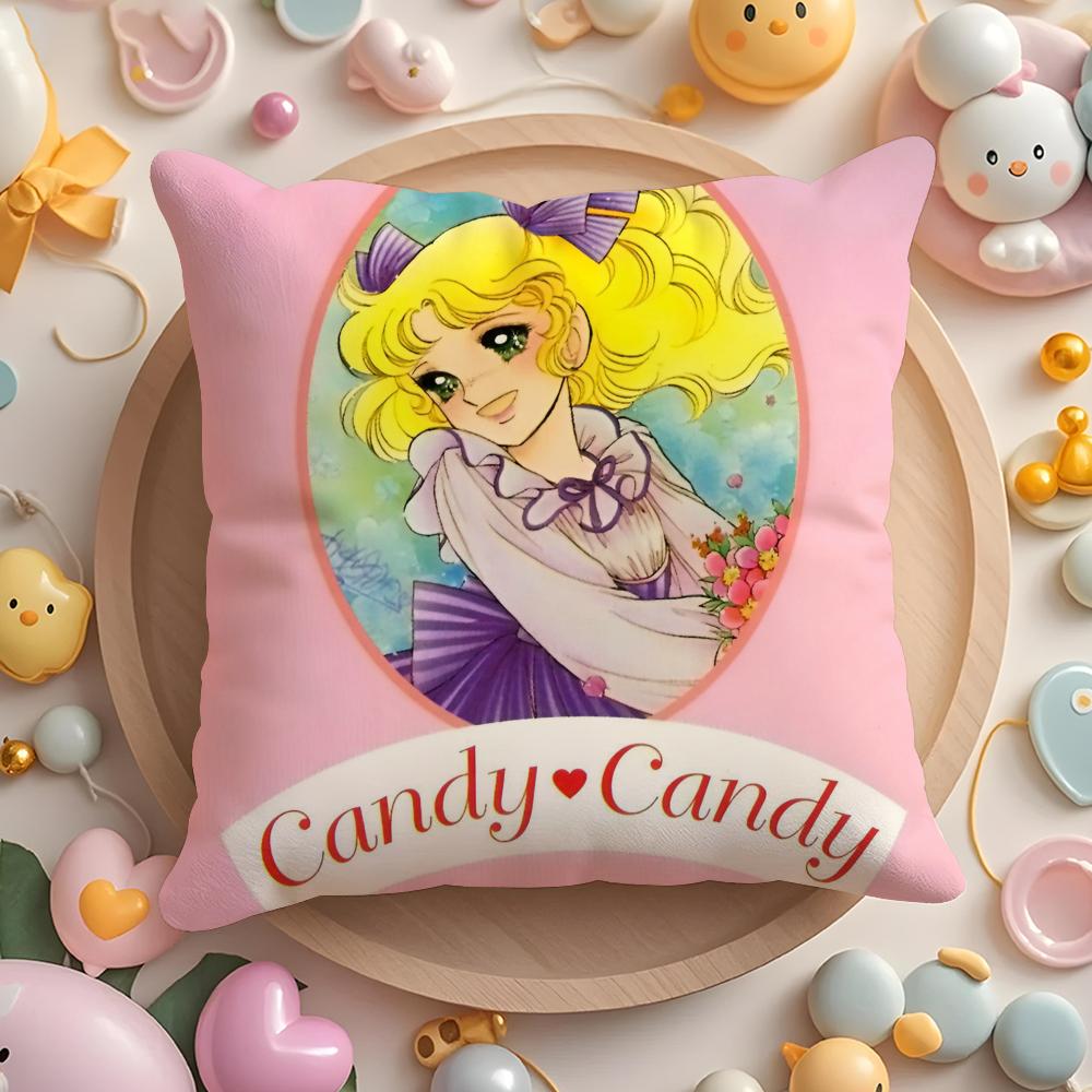 C-Candy Candy Anime Cushion Cover Plush Fabric Soft Double-Sided Printed Sofa Warm Winter Home Gift Pillow Cover