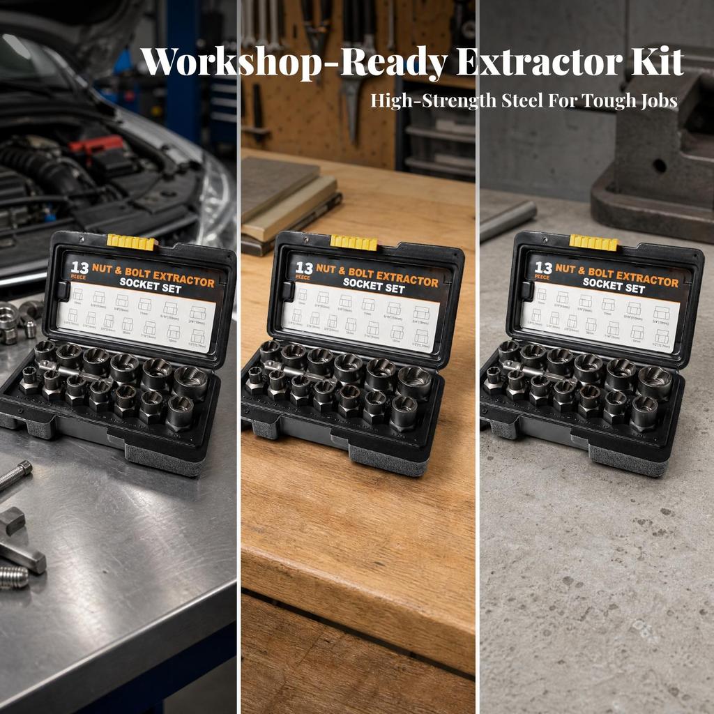 Heavy Duty Bolt Extractor Kit | Nut and Set, for Mechanical Maintenance 40CR 13PC