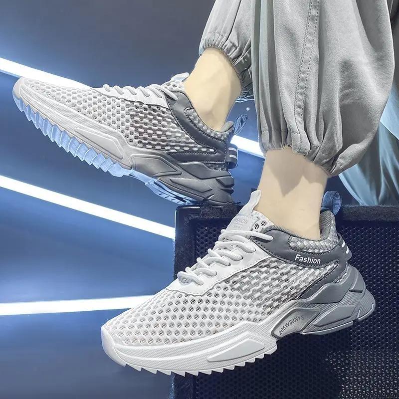 Men's Shoes Summer Breathable Deodorant Thin Mesh Hollow Large Mesh Casual Mesh Shoes Men's Soft-soled Running sneaker