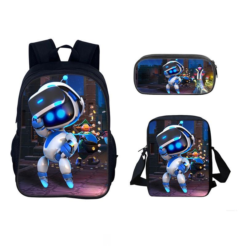 Astro Bot Space Robot Kids School Backpack Set With Cartoon Print For Elementary Students