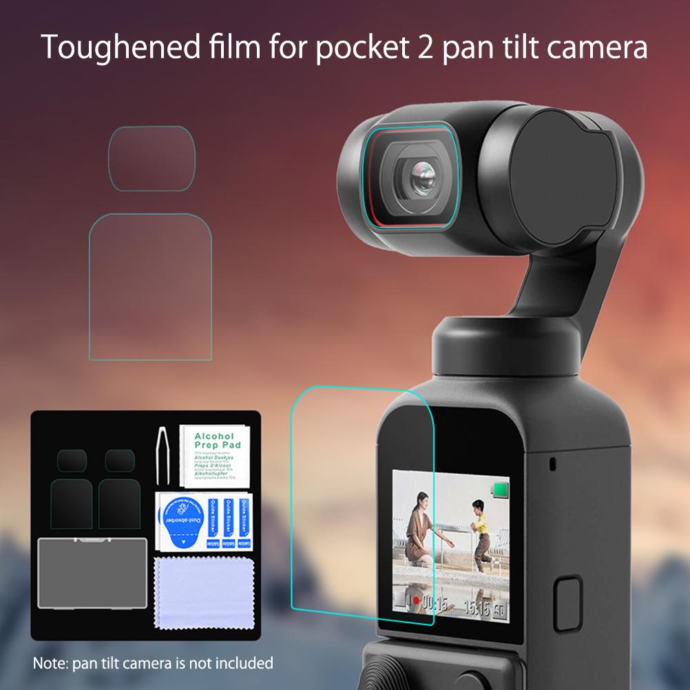 Tempered Glass Lens and Screen Protector Kit Protective Lens and Screen Film Compatible for Pocket 2 Camera