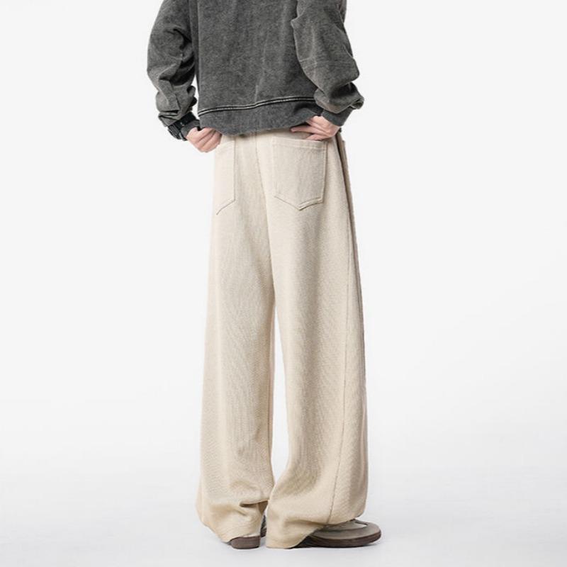 Spring and Autumn Men's New All-match Pleated Wide Leg High Street Vintage Casual Embroidered Sweatpants