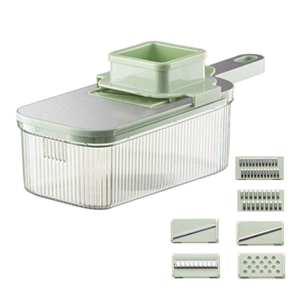 Green Multifunctional Vegetable Slicer Cutter Shredders Slicer with Basket Fruit Potato Chopper Carrot Grater Kitchen Tools