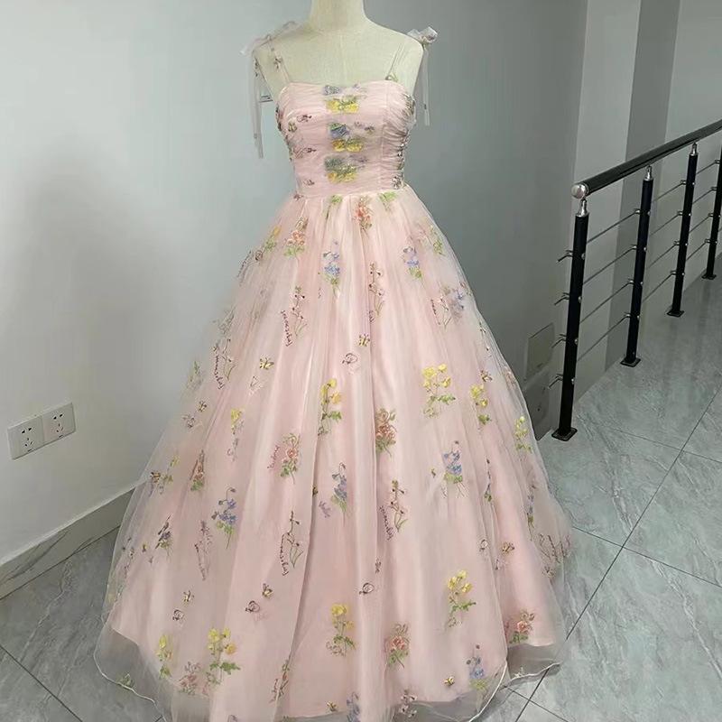 Women's Temperament Halter Banquet Dresses Elegant Midi Waist Breasted Long Dresses