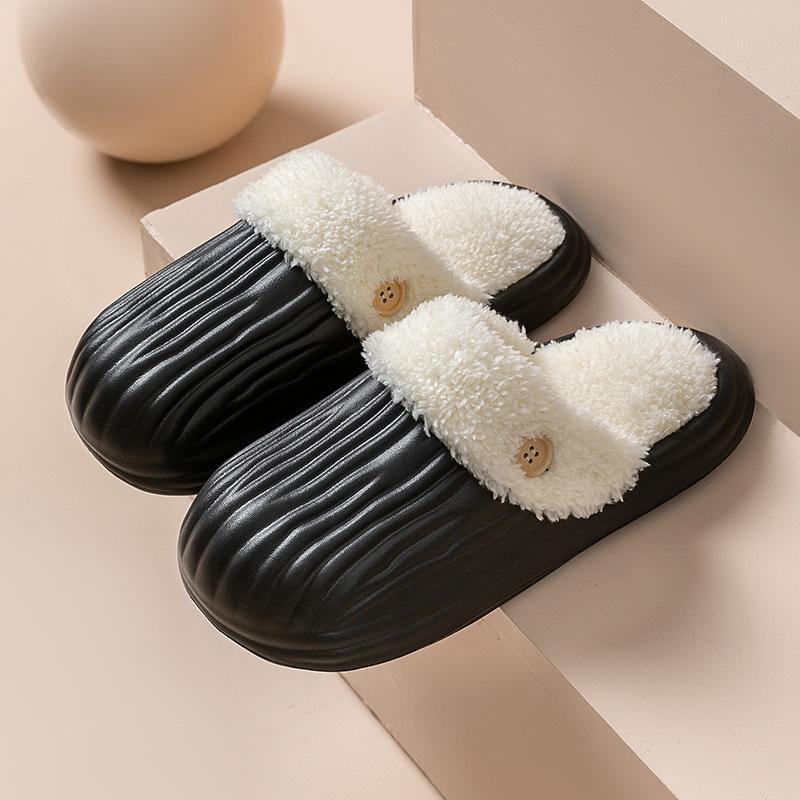 Cotton slippers indoor non-slip soft sole warm home confinement shoes fluffy slippers winter