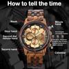 Men's Quartz Wooden Watch with Luminous Multifunctional Large Dial