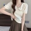 Navava Women Lovely Pearl PoinT ShorT Sleeve Collar T shirT nT2507