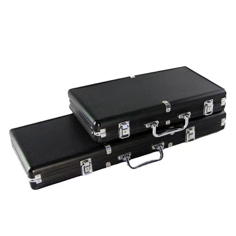 Portable Aluminum Alloy Black Poker & Dice Storage Box