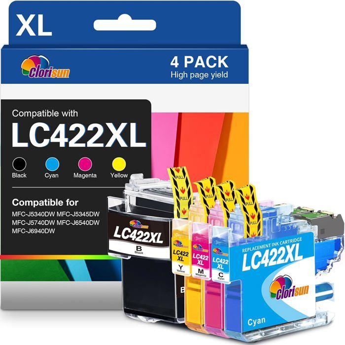 Cartouche d'encre Compatible - 1001 PILES BATTERIES - LC422XL - Pack de 4 - Haute capacité - Multi-couleurs