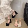 Baotou Sandals Women's New Fashionable Versatile Bow In the Summer of 2025 with Fairy Style Skirt Single Shoes