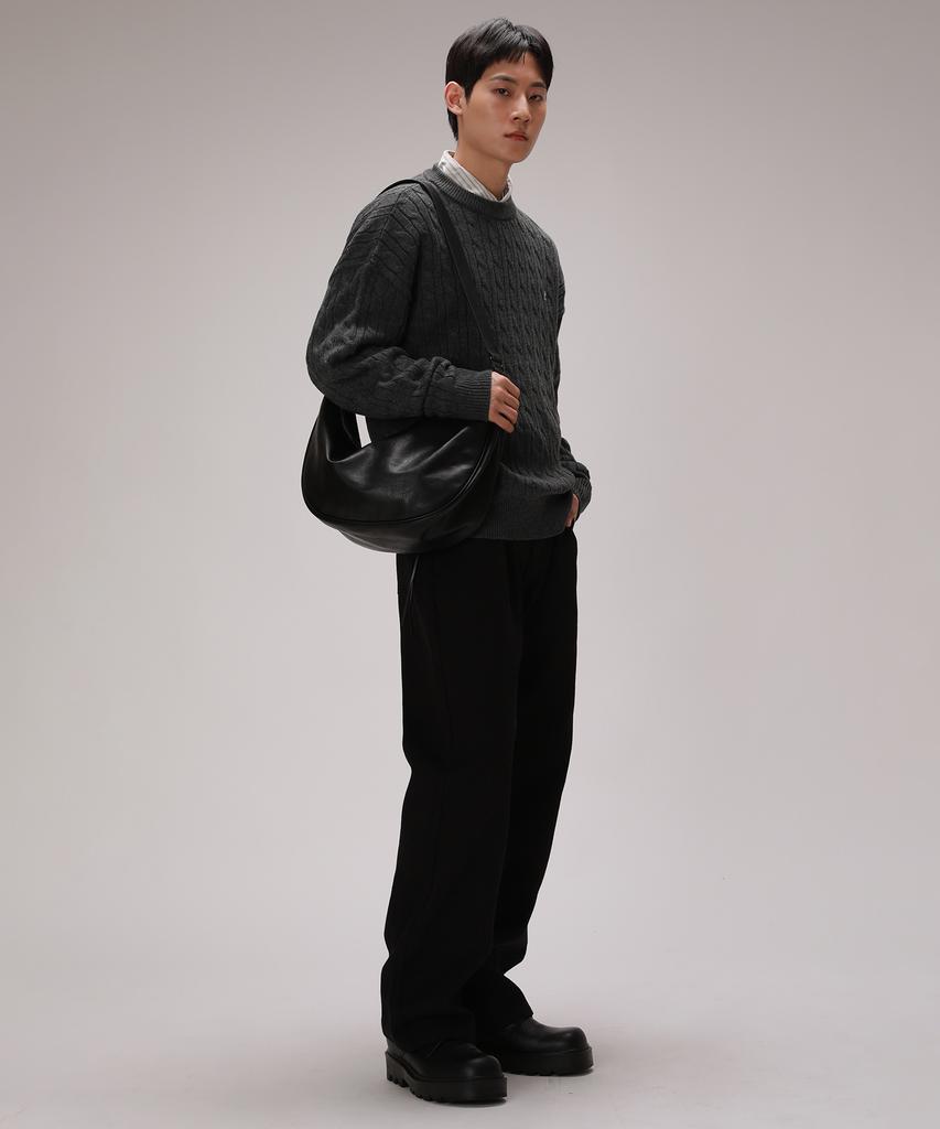 Dibellobeu Soft Round Overfit Cable Knit_Charcoal