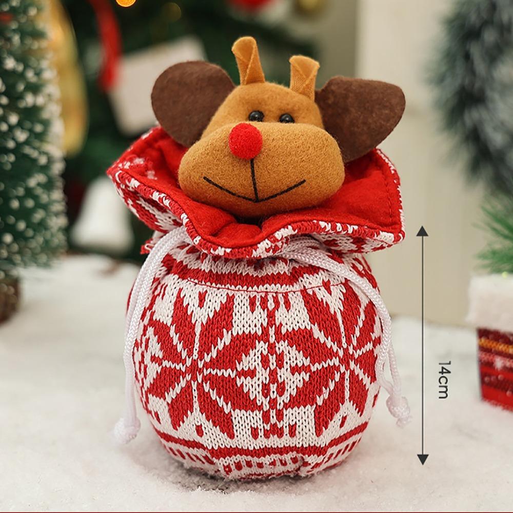 

Christmas Decor Christmas Fabric Gift Bags Cartoon Eve Apple Wrapping Gift New Tote Bag Deer