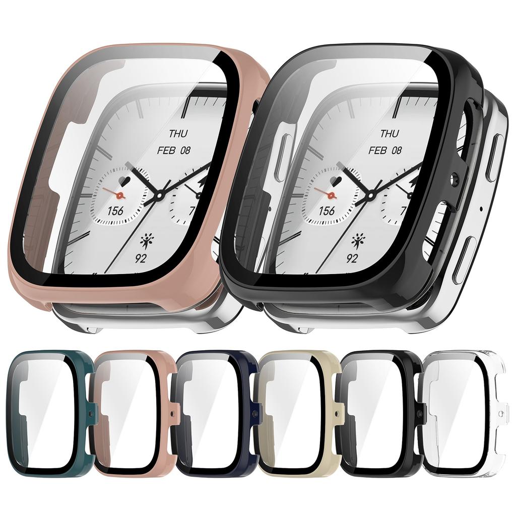 Uhrgehäuse mit gehärtetem Glasfilm für Active 2 Quadratischer Schutzabdeckung Smartwatch-Bildschirmschutzfolie Uhrschale