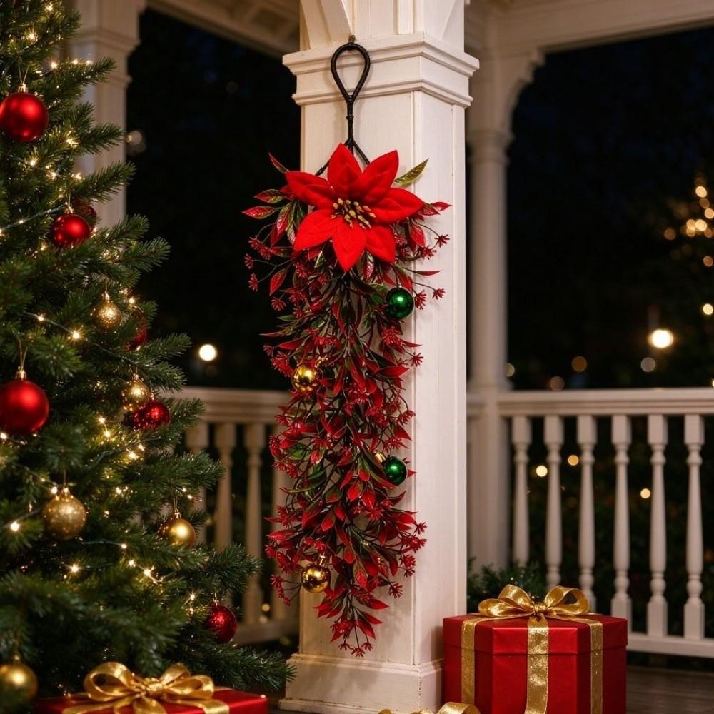 Plastic Christmas Vine Christmas Ball Poinsettia Christmas Swag Vine Wall Hanging