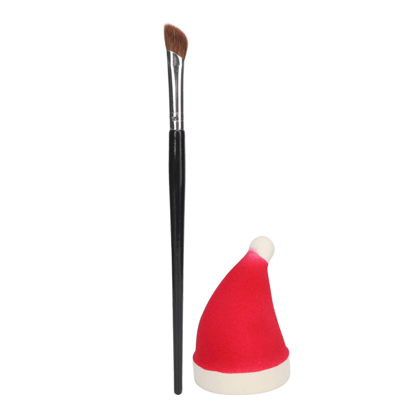 

Angle Brush Sponge Kit Red Christmas Hat Shape Makeup Sponge Nose Shadow Brush Set
