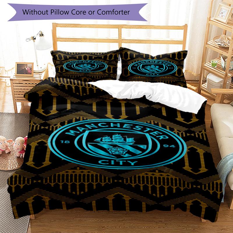 Set Copripiumino Stampato Manchester City F.C. – include 1 copripiumino e 2 federe coordinate Decorazione per camera da letto Regali di Natale