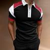 Lapel Polo Shirt Men's Short-sleeved Men's Casual Gradient Colour Blocking Men's T-shirt Tops