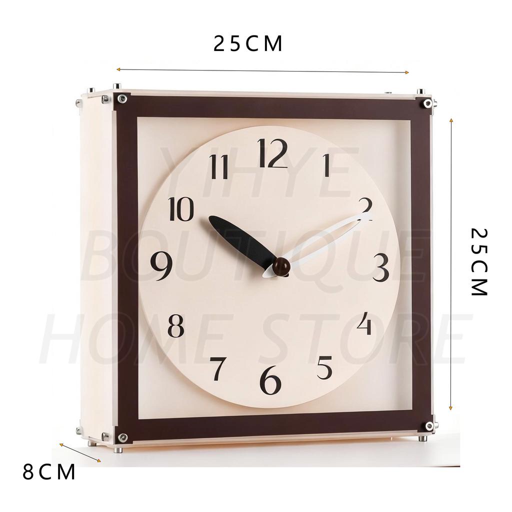 Retro Cream Aesthetic Wall Clock Punch Free Design Modern Fashion Silent Clock Creative Home Living Room Wall Decoration New
