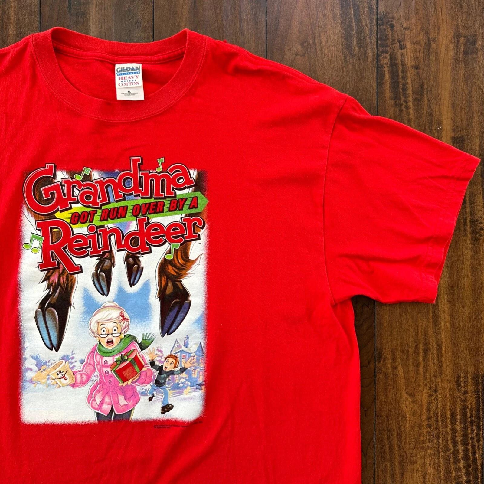 

Christmas Grandma Got Ran Over By A Reindeer Vintage T Shirt Music Rap Movie TV S