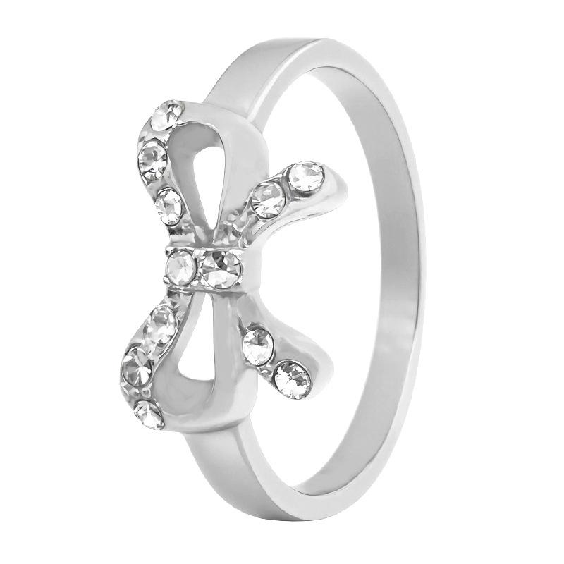 

Wind bow diamond ring design ring gentle and sweet versatile jewelry срібний