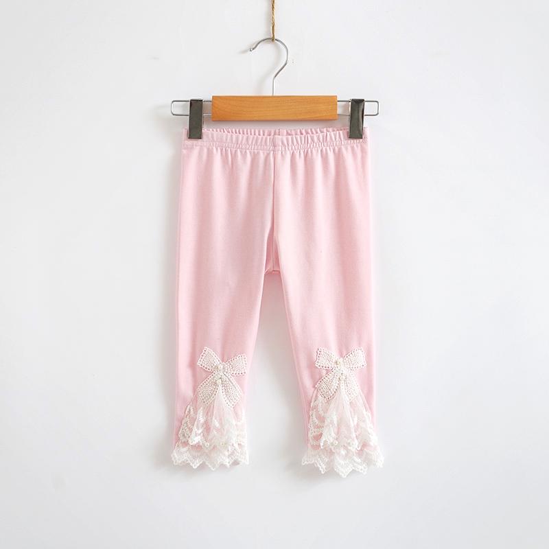 YUBAOBEI Girls Calf-length Leggings Baby Girl Mesh Spliced Pants Bow Lace Candy Color Skinny Leggings