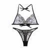 Thin Belt Thong Sheer Flower Thong Bra Set Embroidery Underwear for Women  Romantic Night