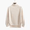 Women's Pullover Sweater Solid Color Semi High Neck Short Style Spring and Autumn Knitted Sweater Fashionable