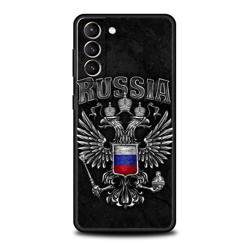 Phone Case For Samsung Galaxy S23 S22 Ultra S20 S21 FE 5G S10 S9 Plus S10E S8 Note 20 Black Cover Russia Russian Flags Emblem