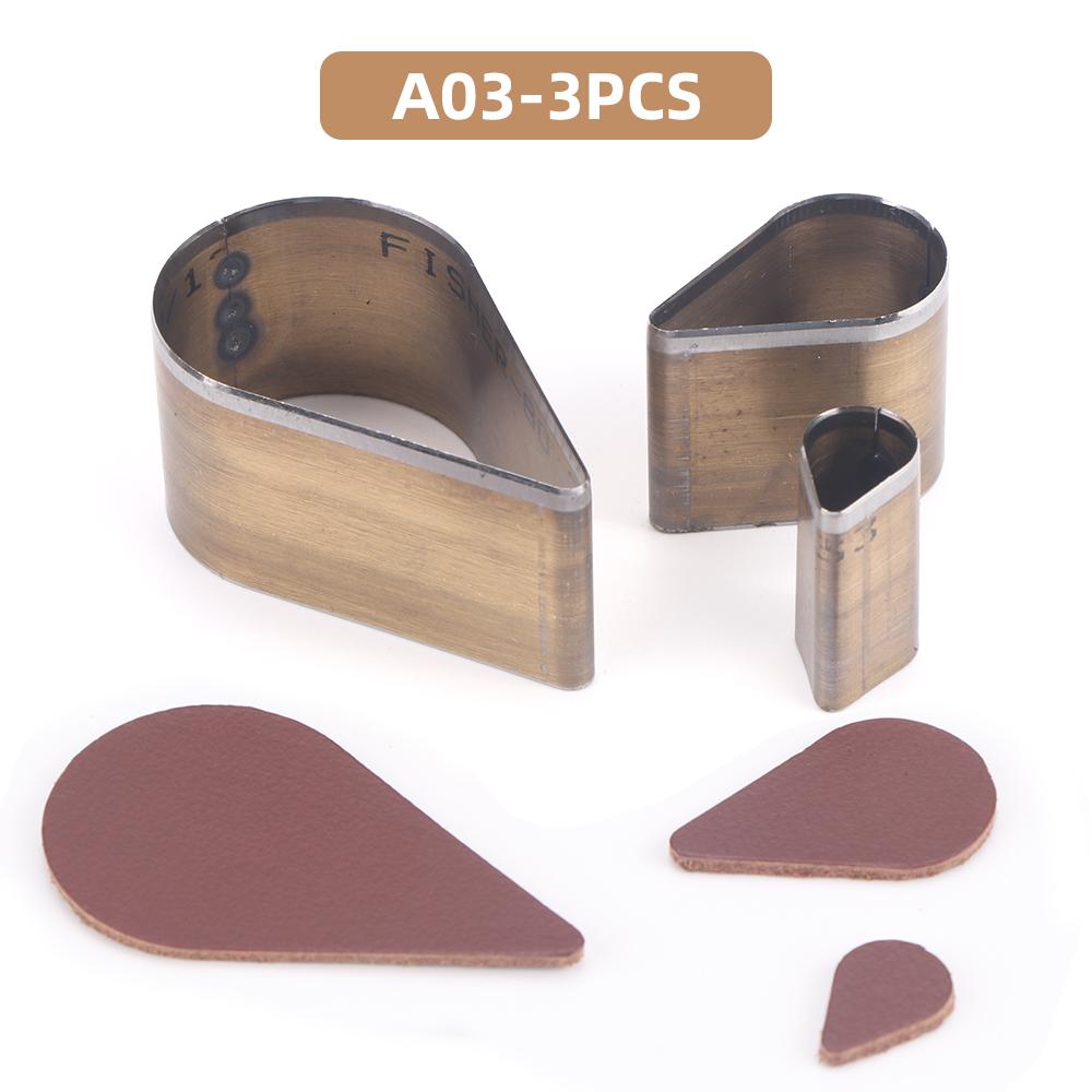 

3pc/set DIY Faux Leather Crafting Punch Set-Carbon Steel Stencil Molds with Love, Star & Water Drop Shapes for Creative Projects
