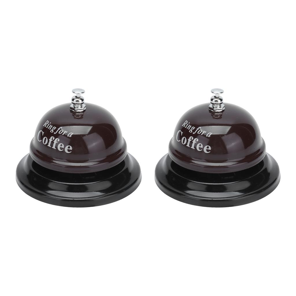 2Pcs Service Bell Exquisite Clear Sound Classic Shape Polishing Glossy Nonslip Base Call Bell for Hotel Restaurant