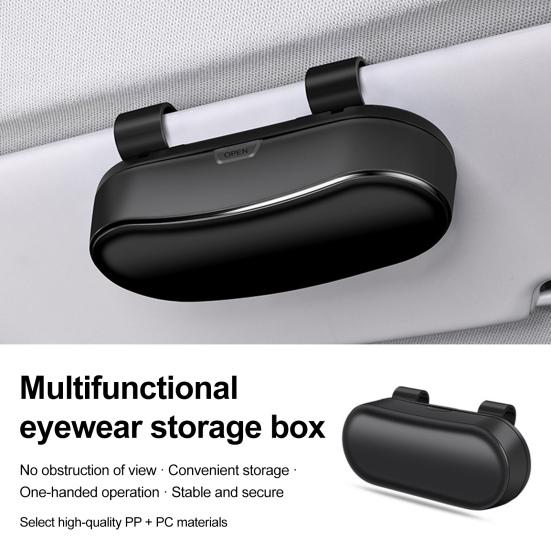 Car Storage Box with Shockproof Velvet Lining for Sunglasses And Small Items Automotive Eyeglasses Storage Case One-Hand Open Organizer