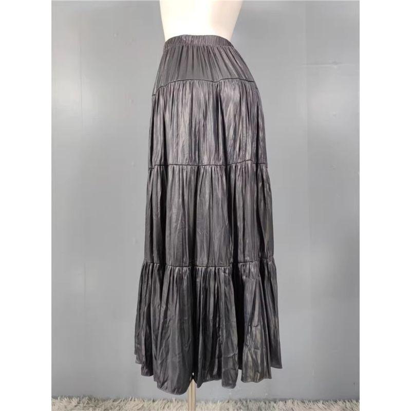 Export Single Retro Personalized Temperament High Waist A- Line Large Hem Gentle and All-Match Elegance Underskirt Umbrella-Shaped Skirt for Women