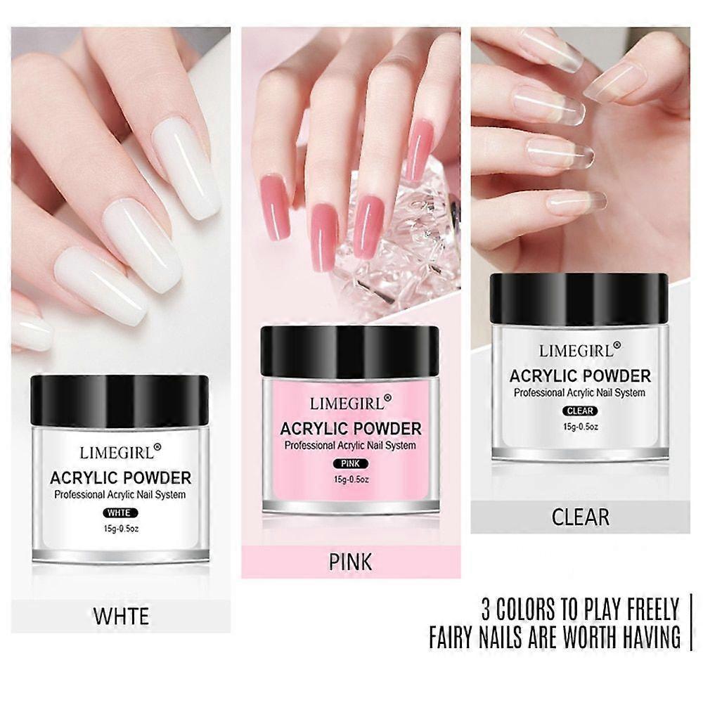 Nail Acrylic Powder Set For Crystal Carved Flower Manicure Acrylic Liquid Powder Kit 4