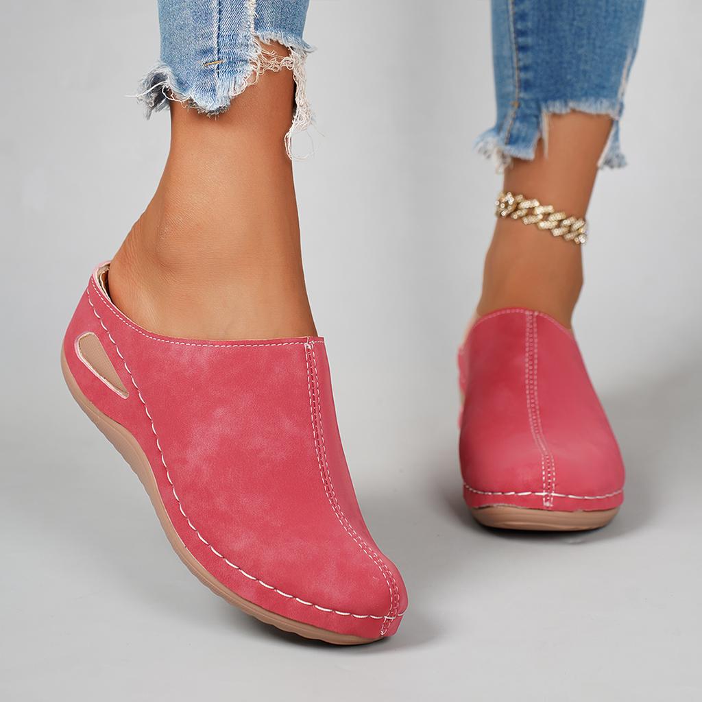 *Fashiable Hot Selling Sexy Elegant Wedge Heel Slippers Summer New Round Headed Comfortable Work Leisure Slippers for Women