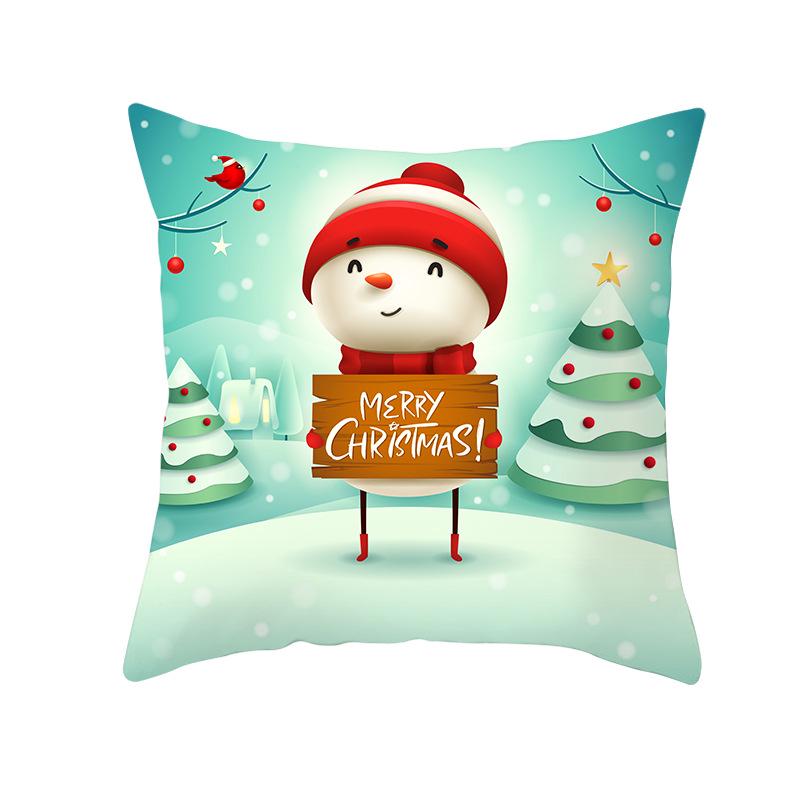 Weihnachtsmann Schneemann Elch Kissenbezug Festlich Zuhause Sofa Kissen Kissenbezug