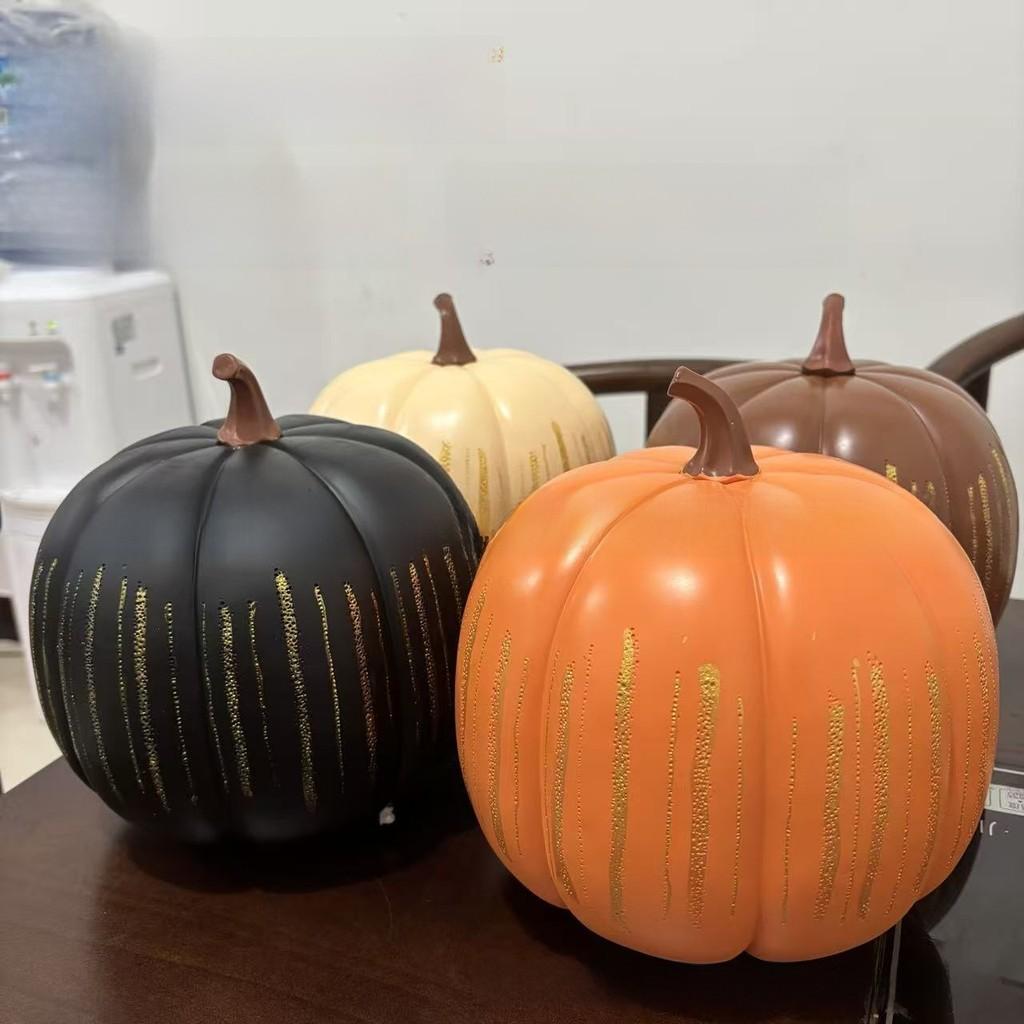 Halloween Led Light Starry Night Pumpkin Resin Decor With Creative Design For Party And Home Atmosphere