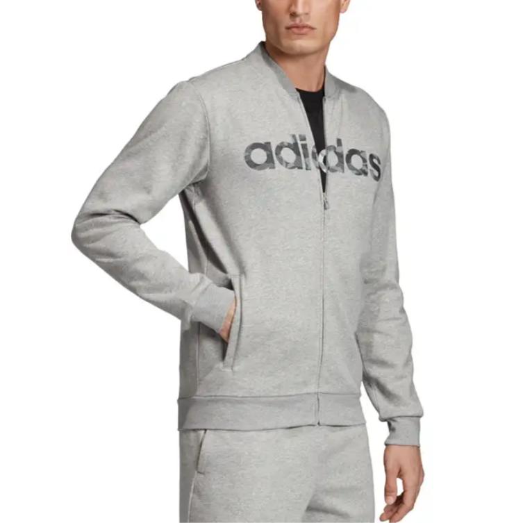 Adidas Letter Logo Print Zippers Thickened And Fleece Lined Sports Jackets & Coats Men's Gray EI9742