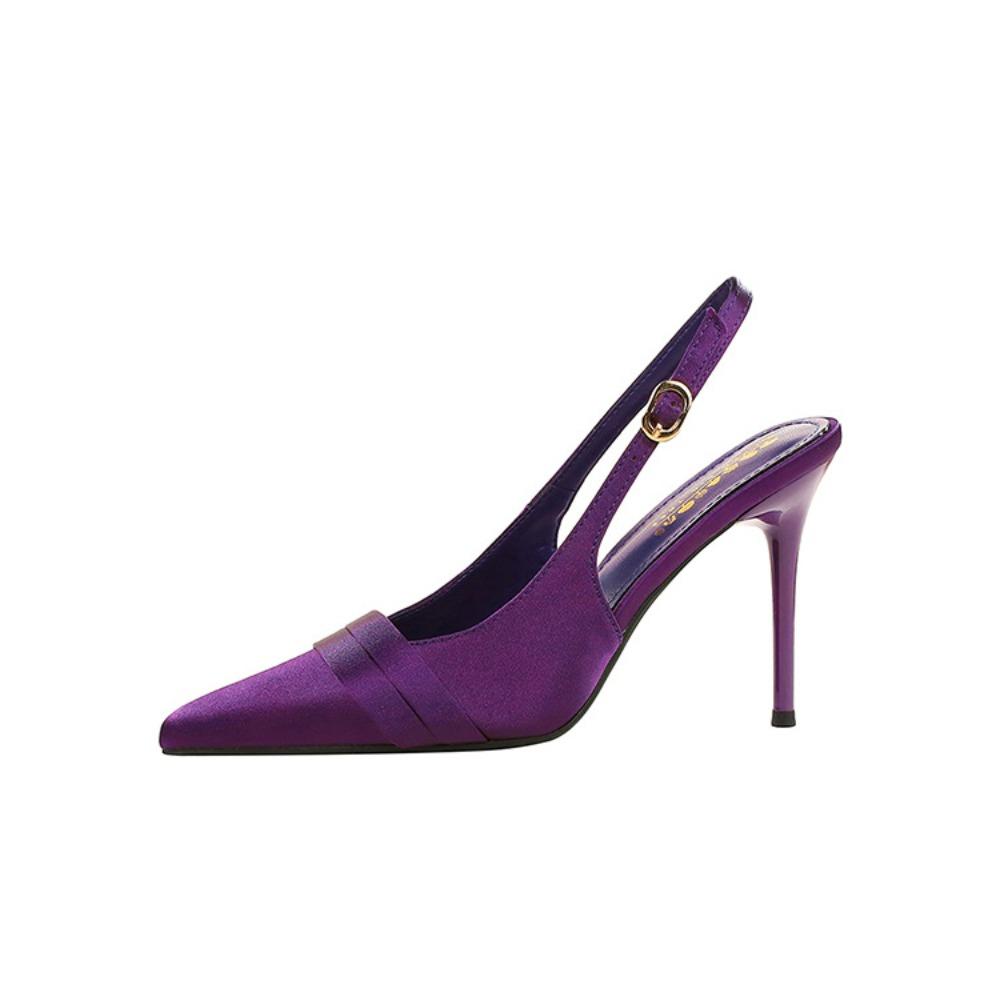 Scarpe Décolleté da Donna Francesi in Raso Slingback, Tacco Stiletto Sottile A Punta Bassa Con Fibbia A Cinturino Singolo Per Feste Banchetti DS-7317-3