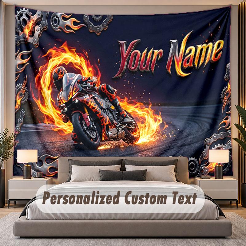 Motorradfahrer (59) Thema Personalisierte Wandteppich Benutzerdefinierter Name Text Wandbehang Tapisserie Haus Hintergrund Dekoration