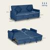 Three Person Velvet Feel Sofa Bed Blue