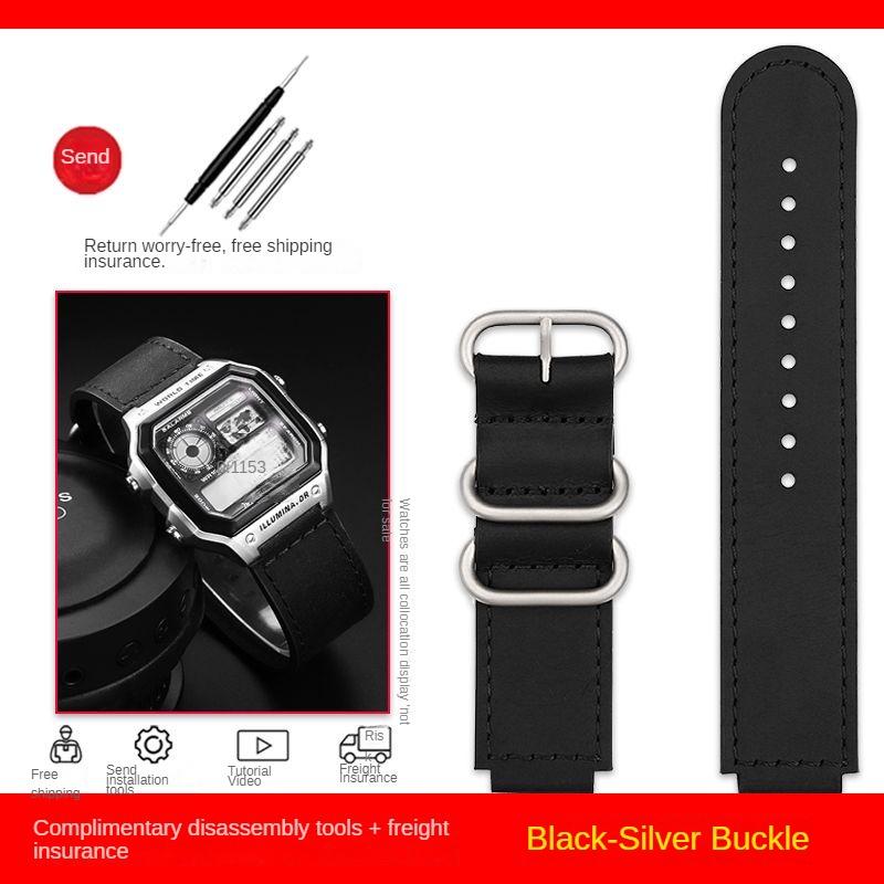 Hochwertiges Vintage Leder Uhrenarmband für Casio DW5600 GM 5600 AE-1200 AE-1300 AE-1500 SGW-300/400 w218h Armband 16mm 18mm