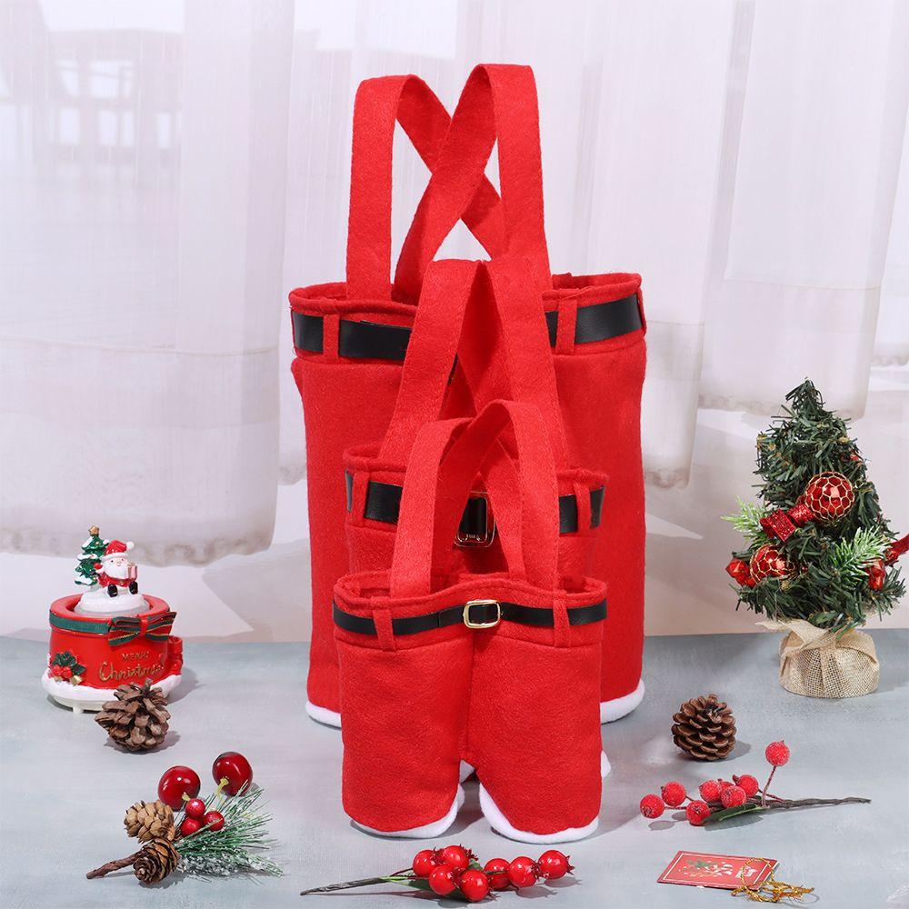 Merry Christmas Suspender Trousers Candy Bag Xmas Gift Bags Wine Bottle Holder Santa Claus Pants