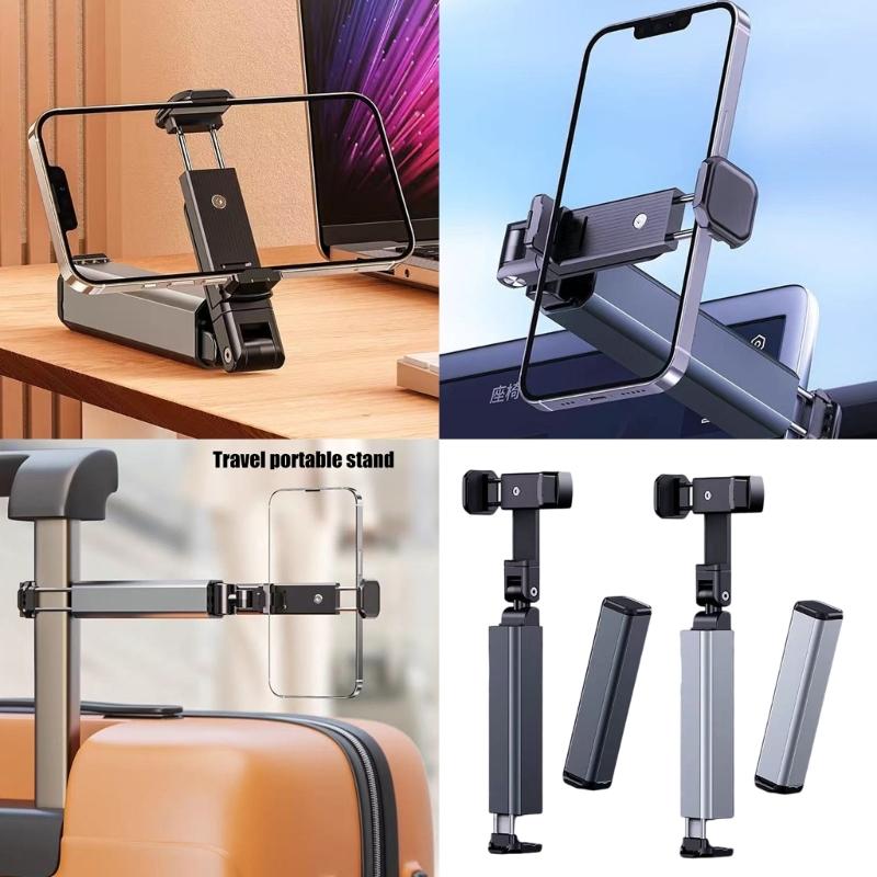 Portable Foldable Travel Friendly 360 Rotation Aluminum Phone Stand Rack Adjustable Clamp For Travel Office Kitchen Use