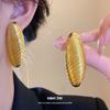 European and American silver needle oval pendant earrings retro fashion temperament earrings light luxury high-end earrings