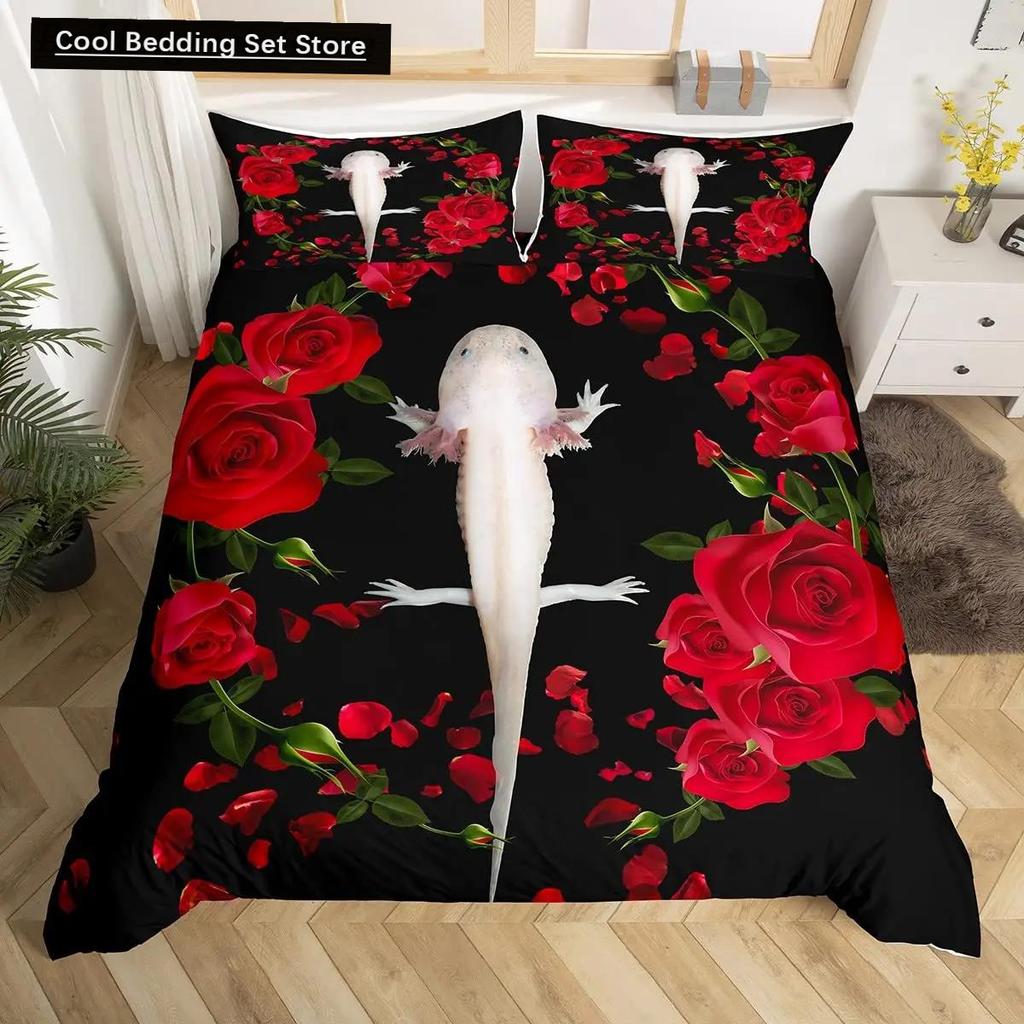 Axolotl Zvíře Roztomilý Mazlíček Povlak na Přikrývku Povlak na Polštář 3dílná Sada Přikrývky Lůžkoviny s Povlakem na Polštář Jednolůžková Dvoulůžková Povlak na Peřinu