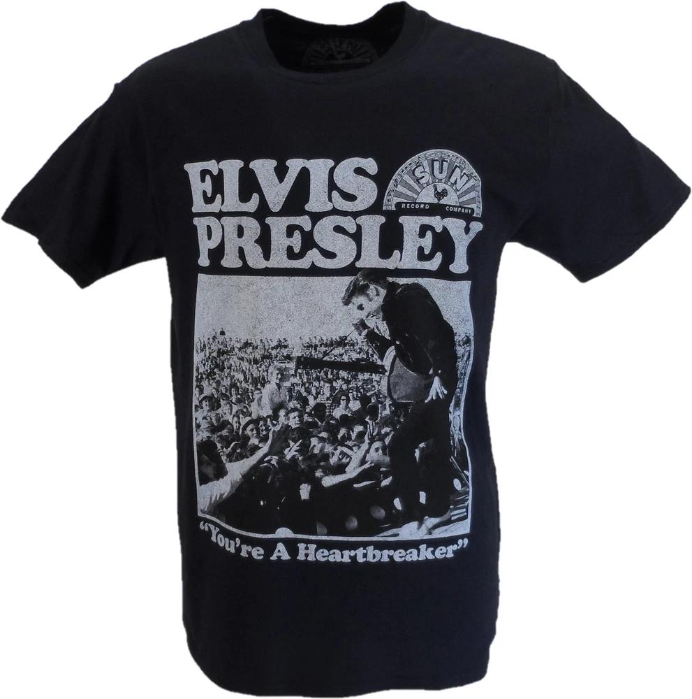 Unisexs Navy Blue Official Sun Records Elvis Heartbreaker T Shirt S